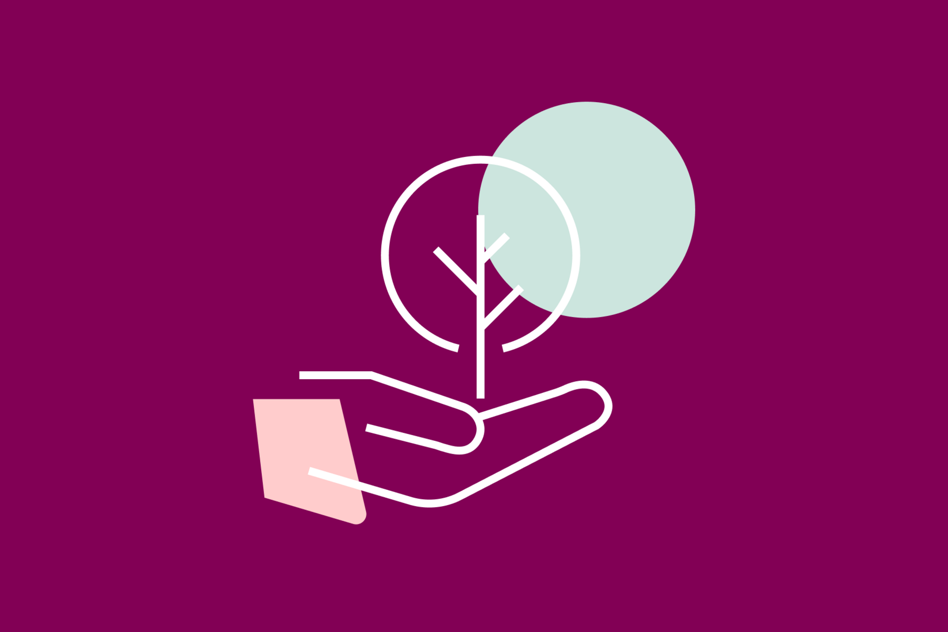 Icon einer Hand, die einen kleinen Baum auf der Handfläche innen trägt